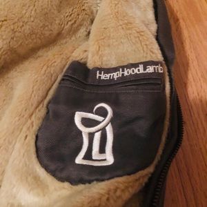 Hemp hood lamb knee length jacket